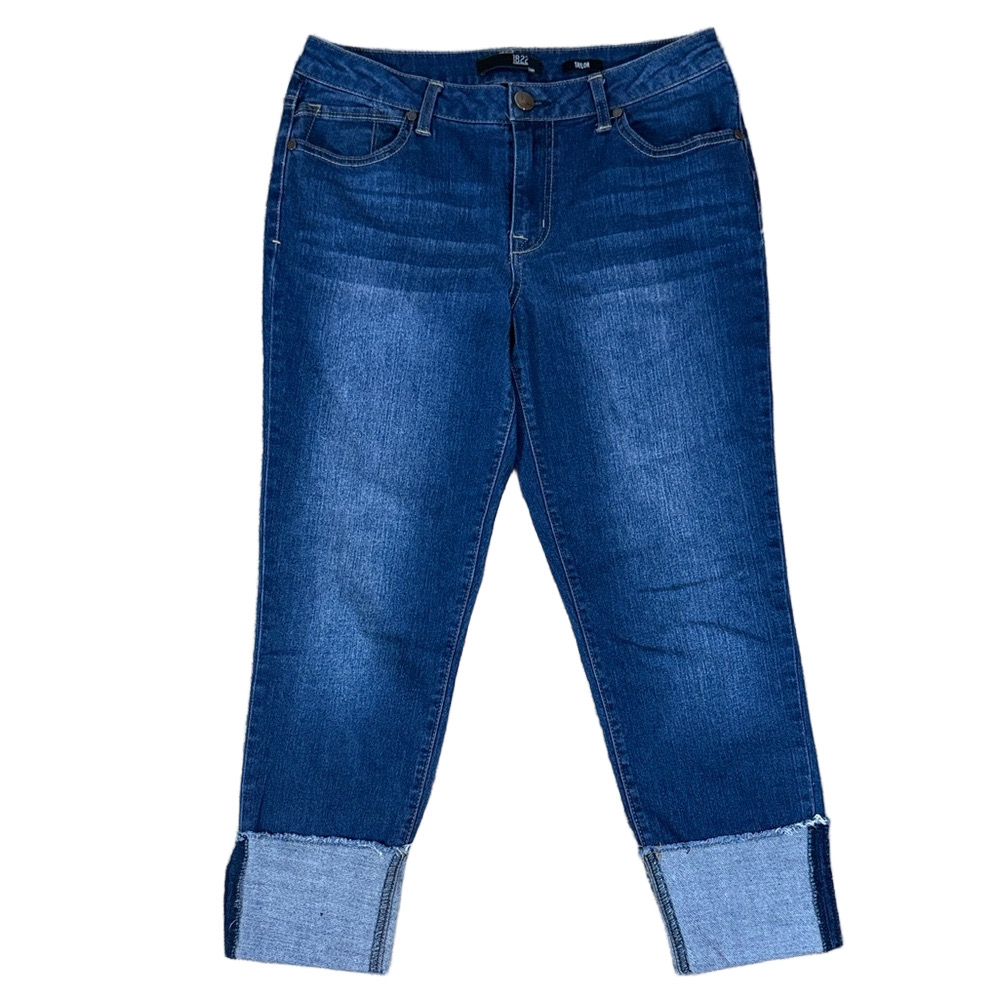 1822 Denim Taylor Dark Blue Cuffed Cropped Jeans SKU1296
